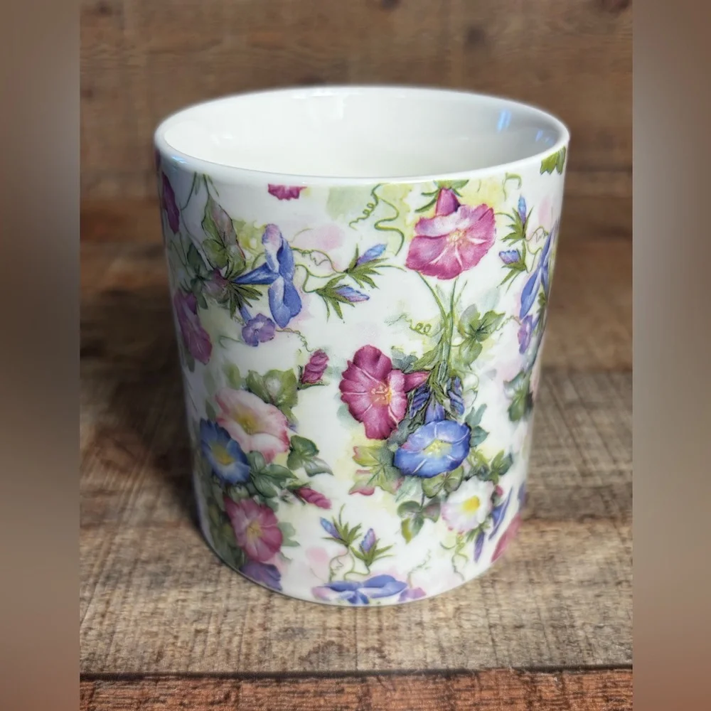 Beautiful Large Floral Ceramic Mug Heron Cross Pottery England Tea Coffee